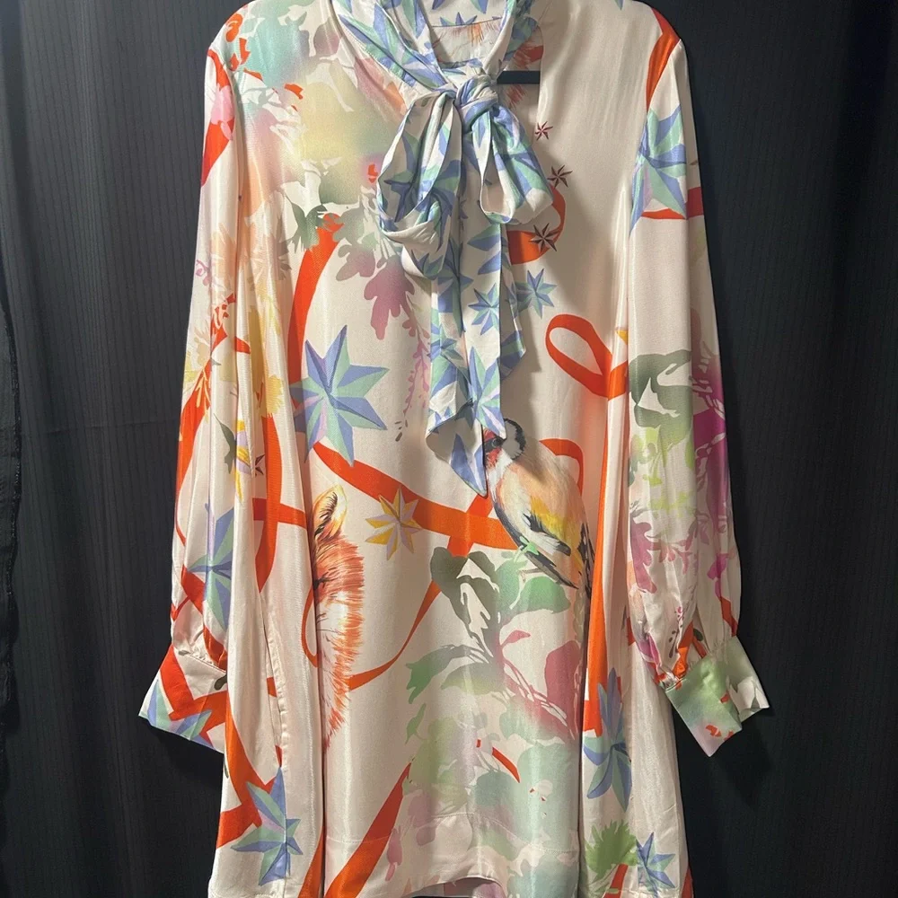 MAEVE Anthropologie Floral Mini Dress - Cream and Orange - Picture 2 of 7